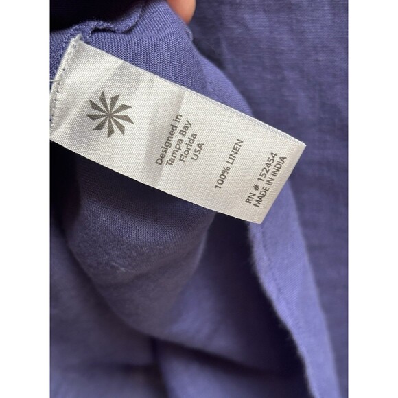 Karyn Seo Size L Blue  Embroidered V Neck 100% Linen Top - Picture 4 of 6